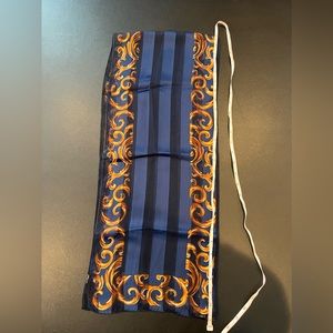 Vintage Elaine Gold regal navy blue and gold elongated scarf